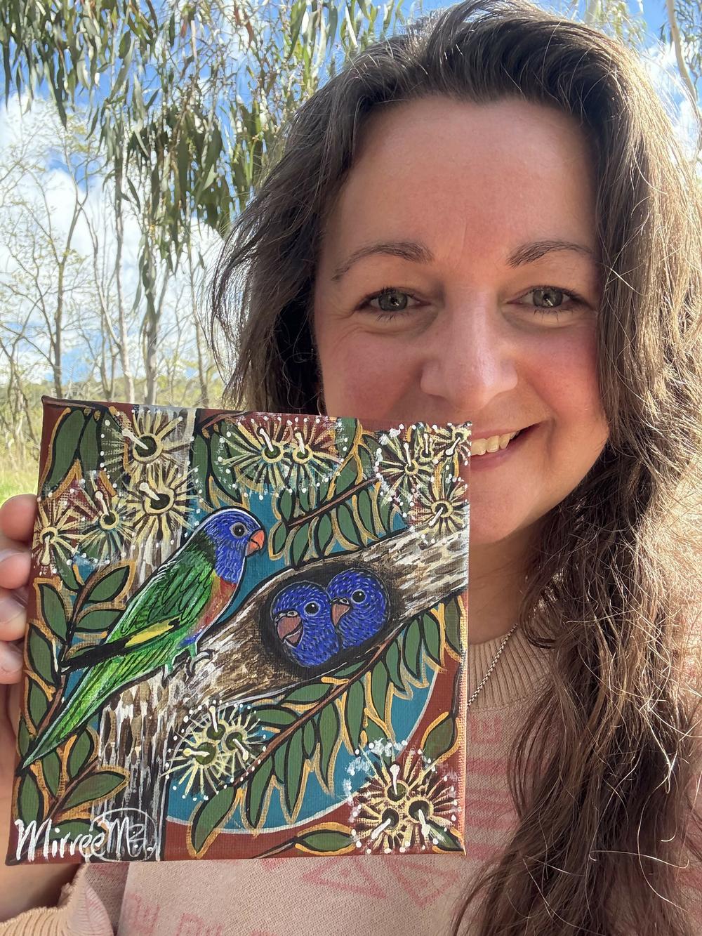 Rainbow Lorikeet and Babies-by-Art by Mirree-original art-Gioia