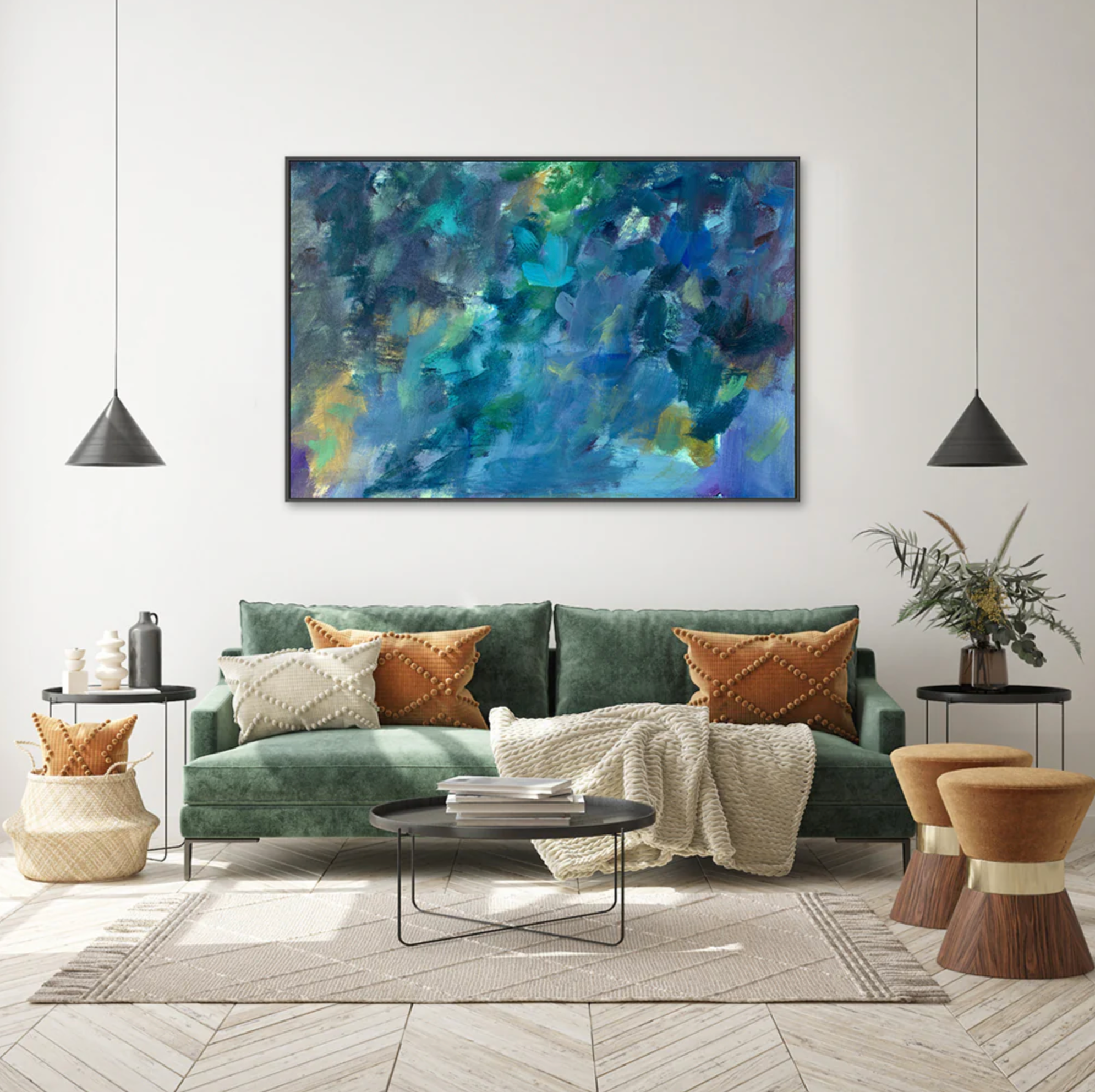 Hand Painted Canvas - Blue