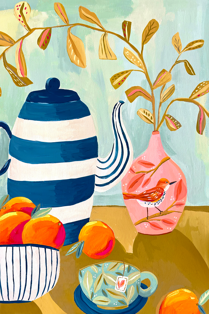 Orange Bird Tea Time