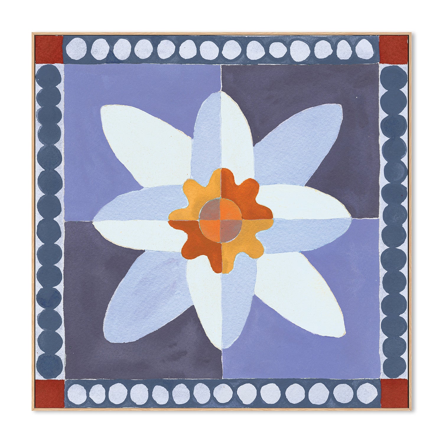Daffodil Tile Blue , By Meredith Walker