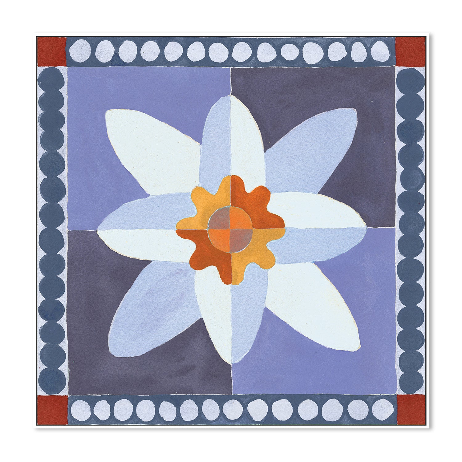 Daffodil Tile Blue , By Meredith Walker