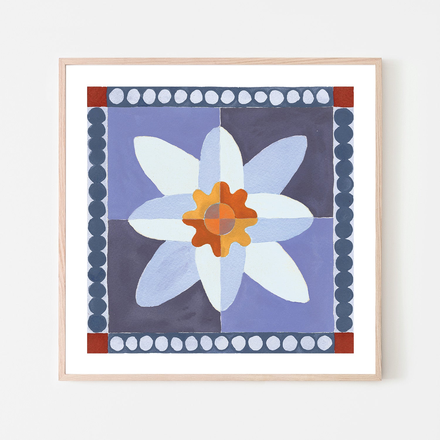 Daffodil Tile Blue , By Meredith Walker