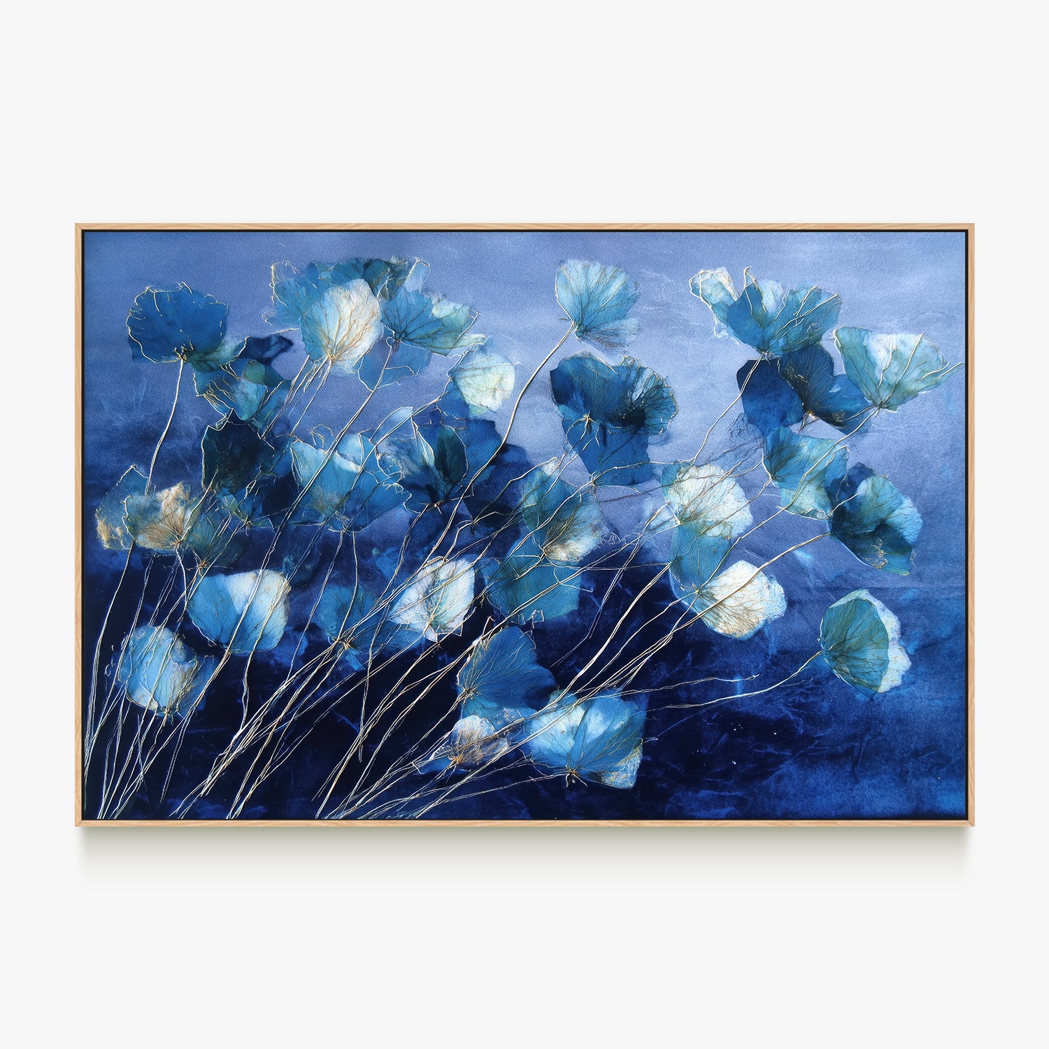 Indigo Flowers with Gold Lines
