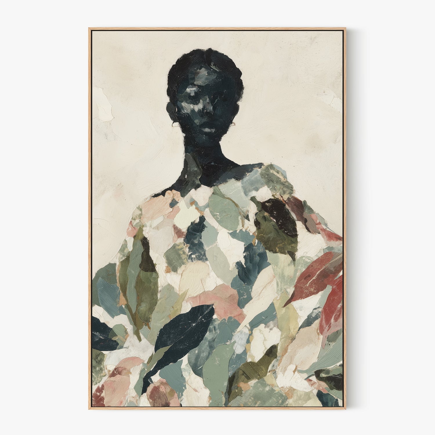 Black Woman Portrait with Leaf Patterns