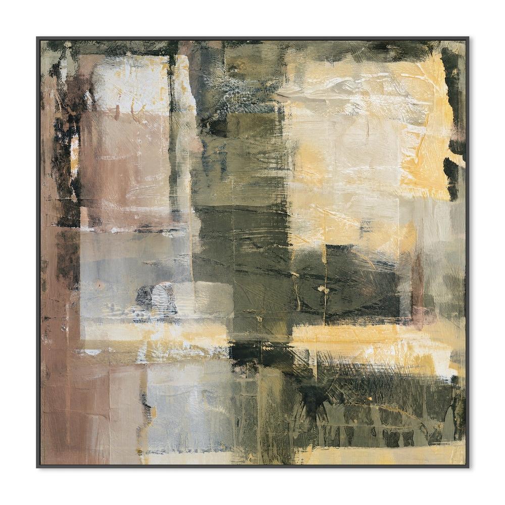 Olive and Ochre Layers, hand-painted canvas