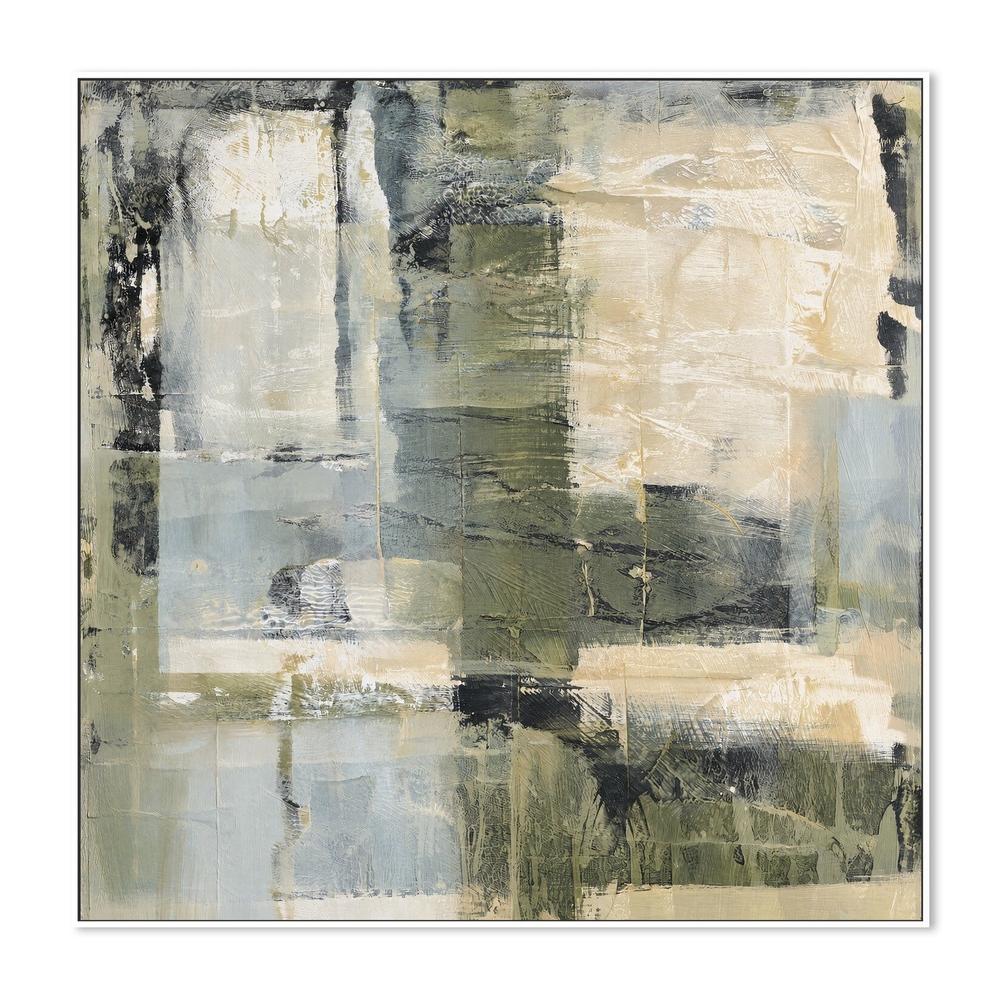 Sage and Ivory Layers, hand-painted canvas