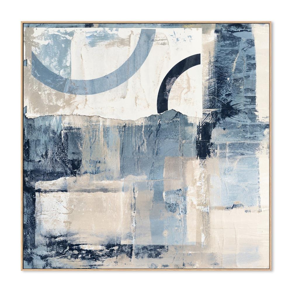 Coastal Blue Arcs, hand-painted canvas