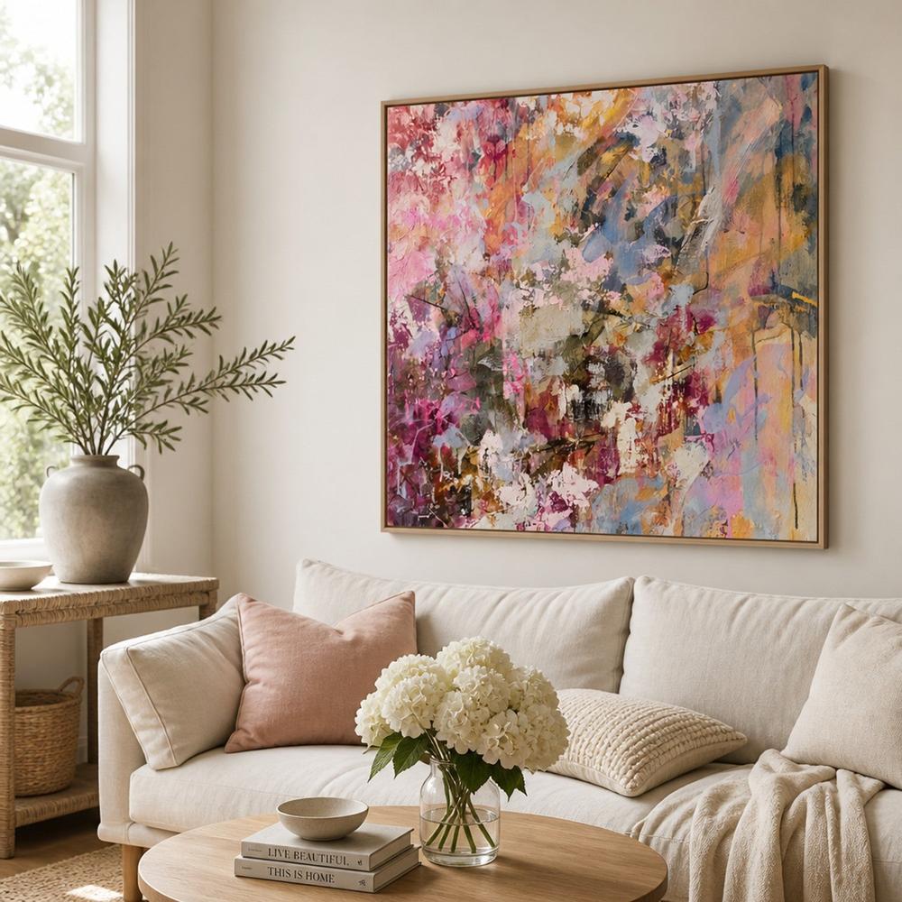 Blush Colour Symphony, hand-painted canvas