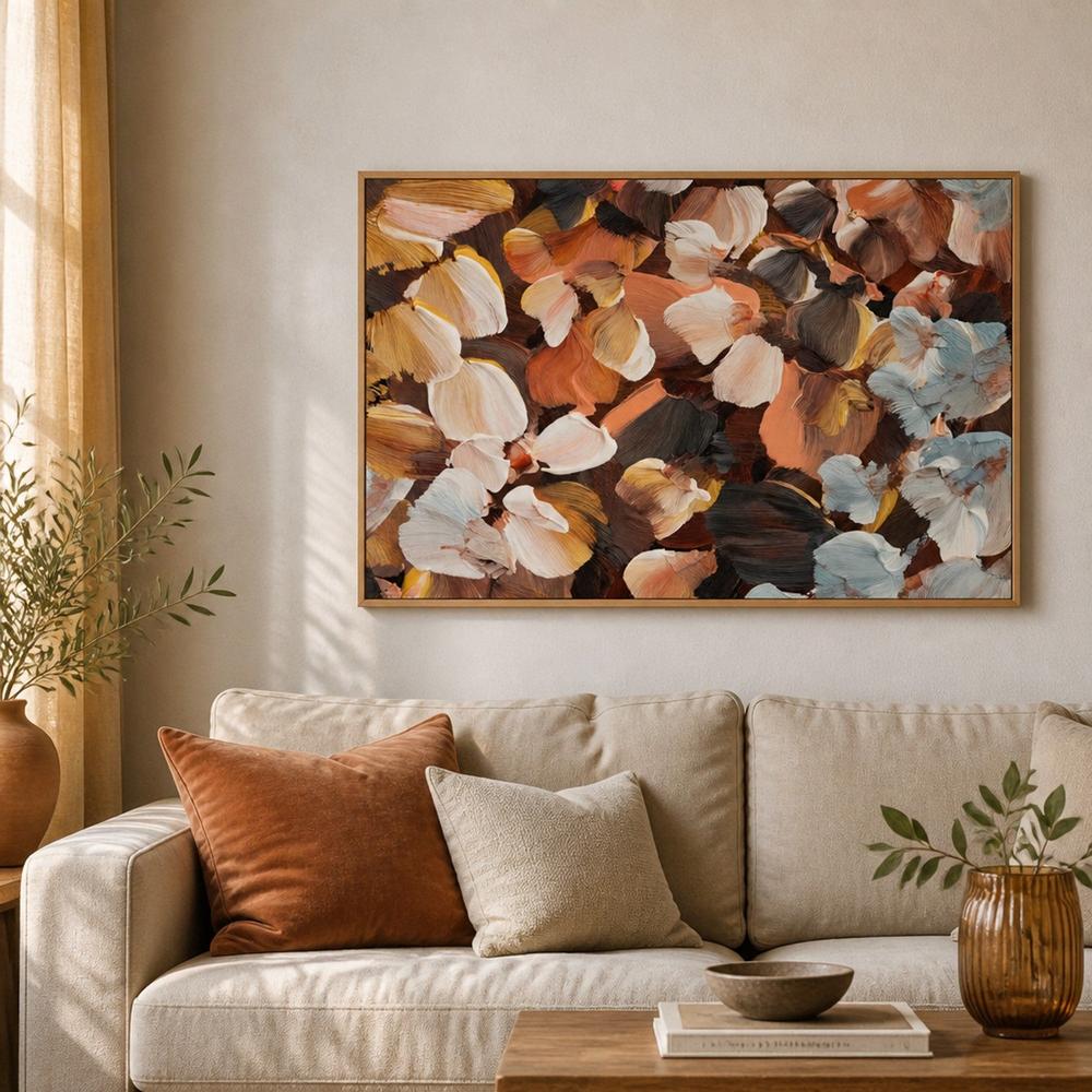 Scattered Autumn Petals, hand-painted canvas