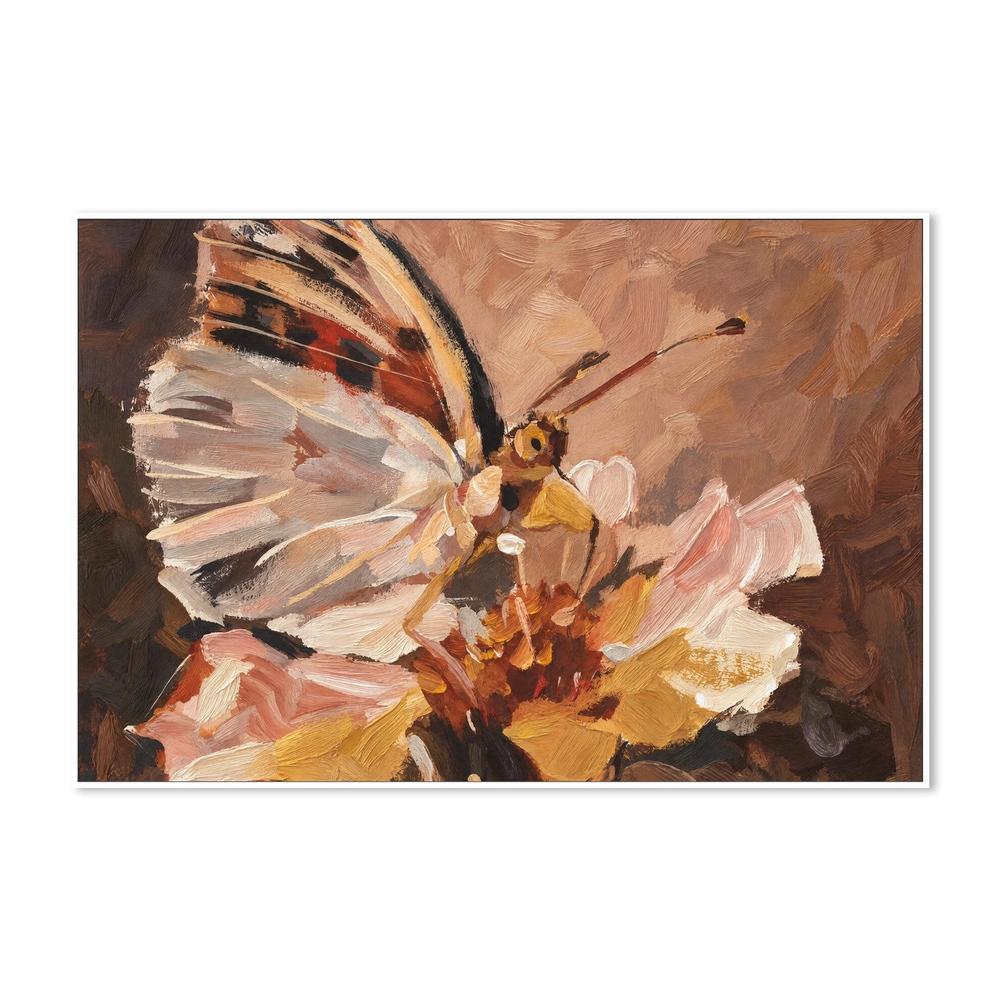 Butterfly in Peach Light, hand-painted canvas