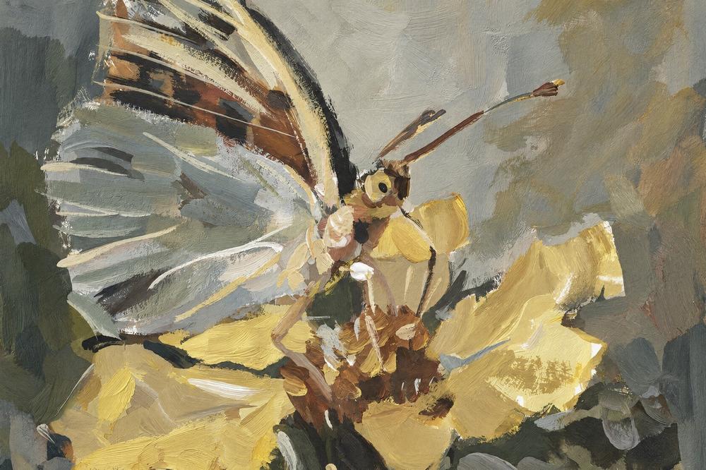 Butterfly in Golden Light, hand-painted canvas