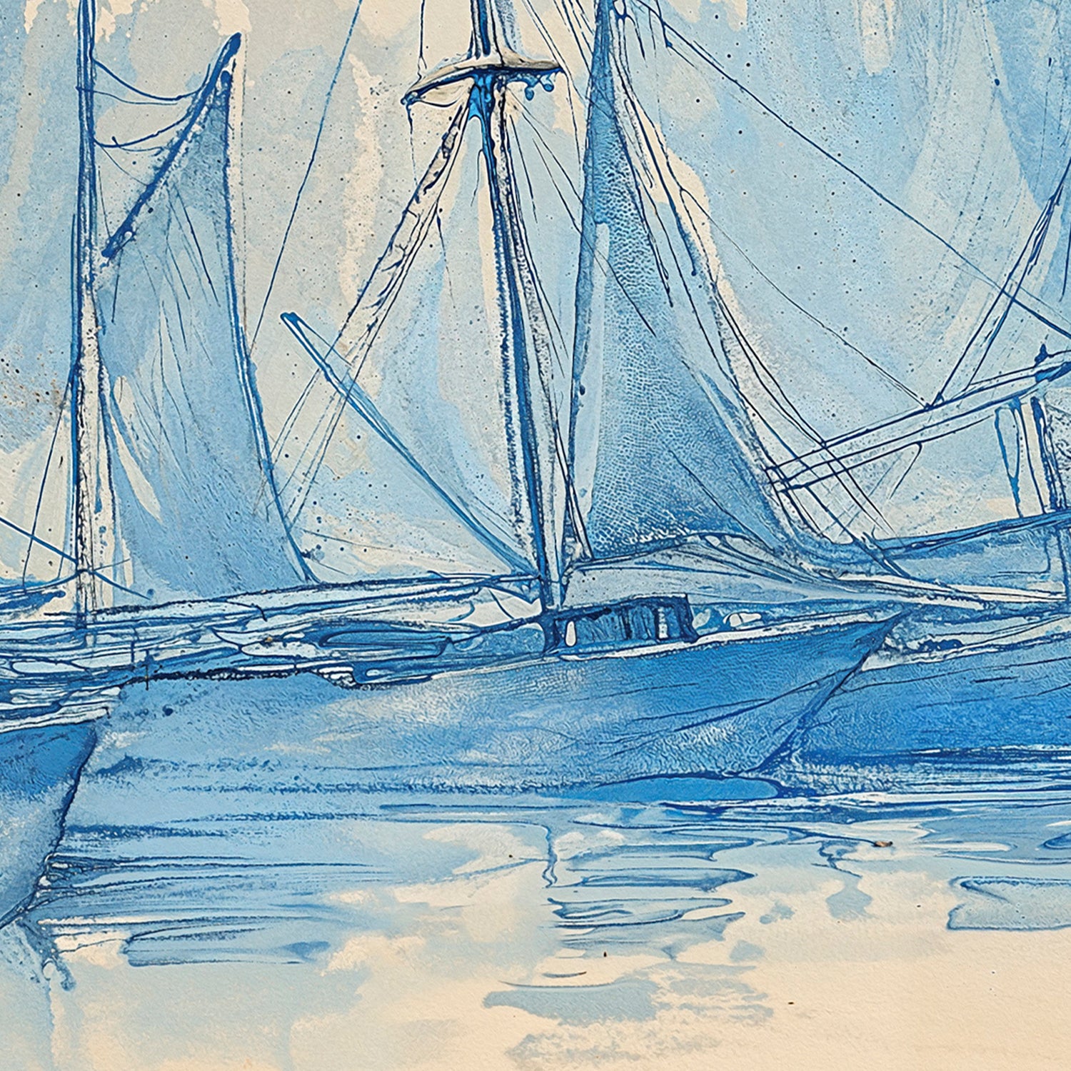 Blue Sailboats , By Lady Hana