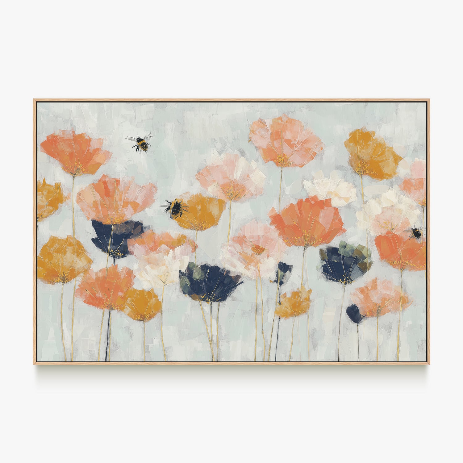 Poppies and Bees in Meadow