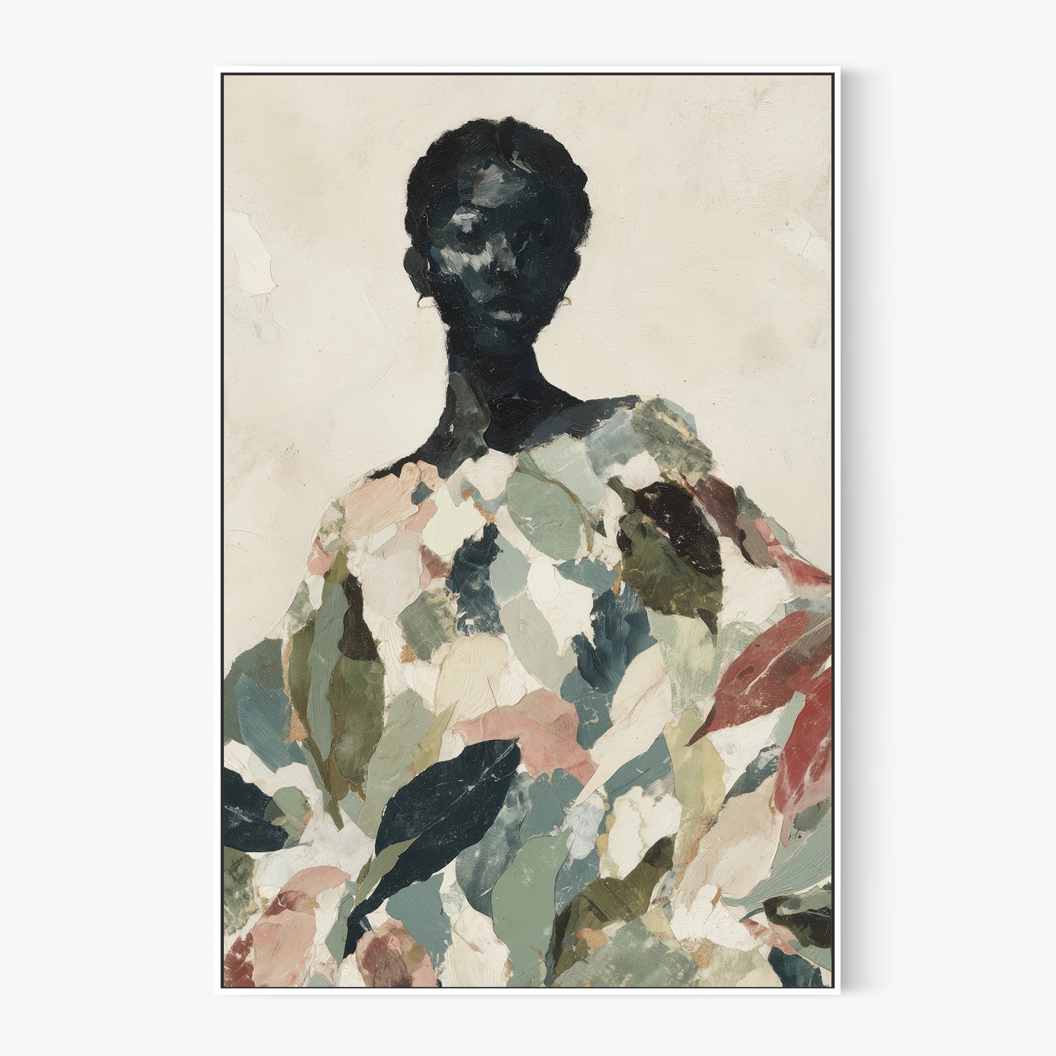 Black Woman Portrait with Leaf Patterns