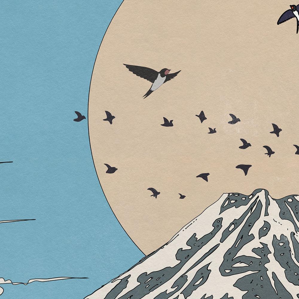 Mount Fuji Swallows Irises