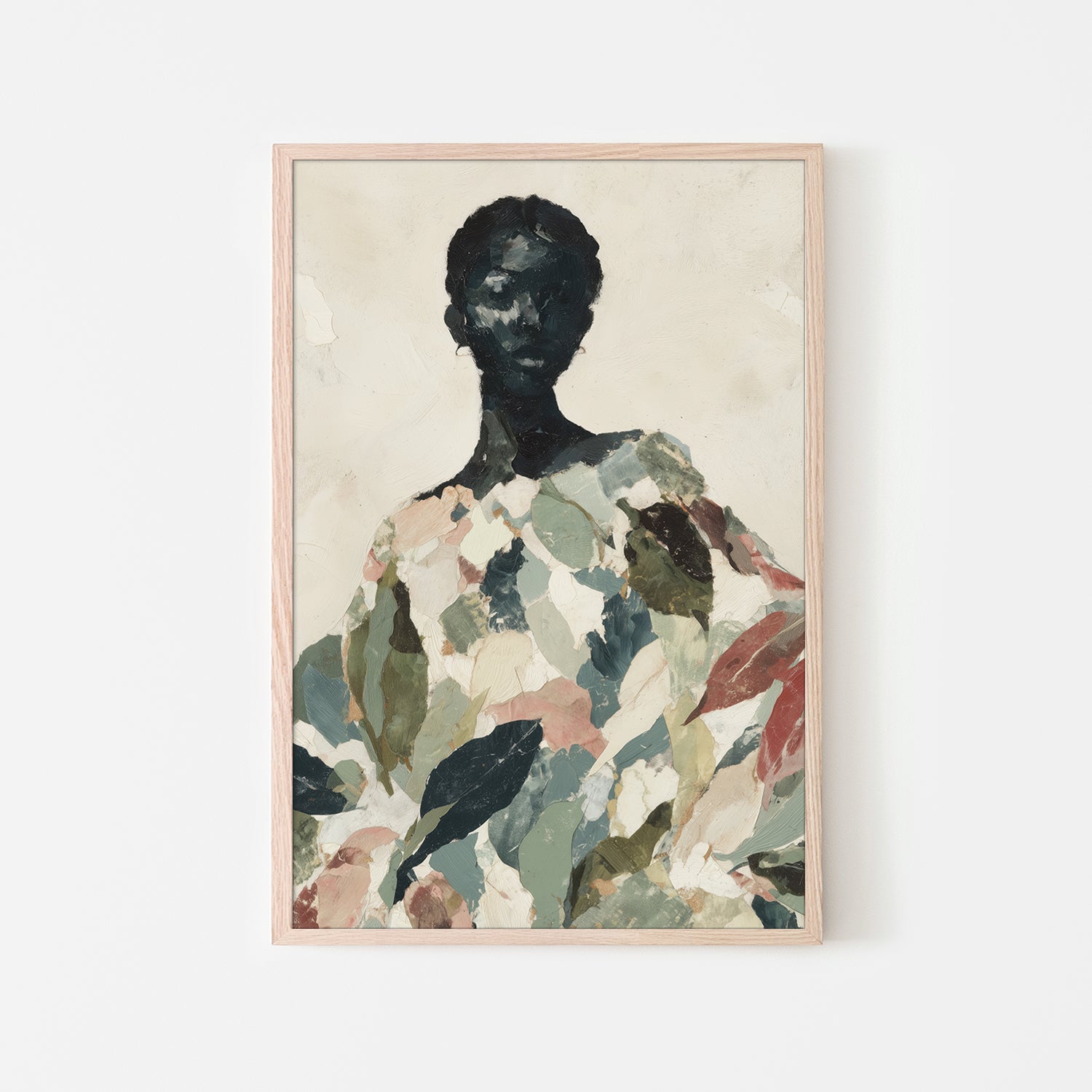 Black Woman Portrait with Leaf Patterns