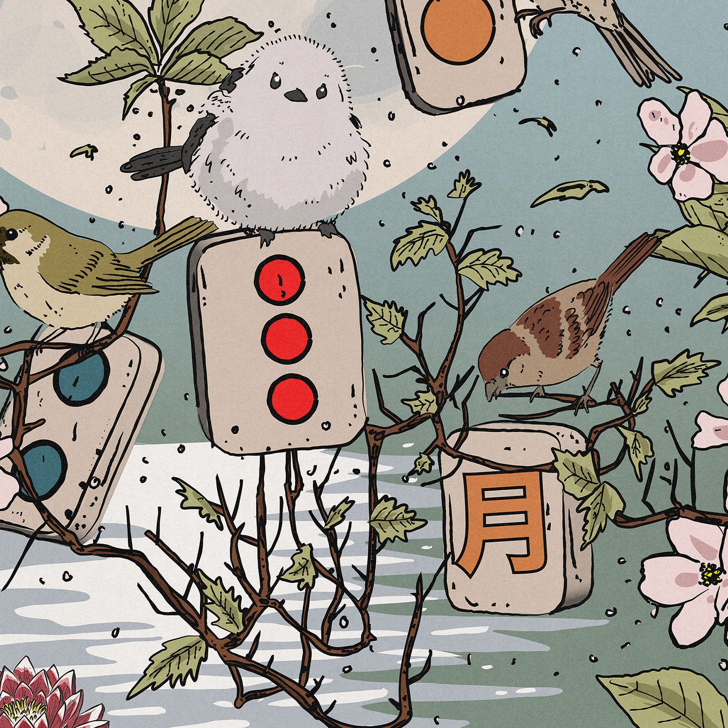 Moonlit Mahjong Birds