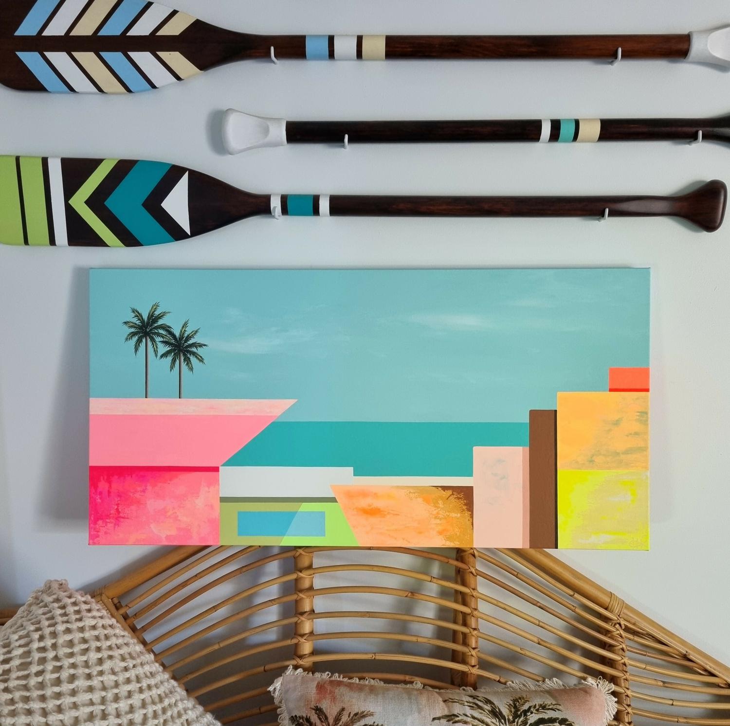 Casas De La Costa #2, Original Hand-Painted Canvas By Michelle Jirsensky
