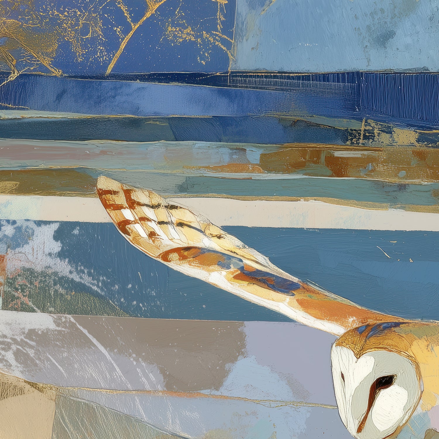 Barn Owl Gliding Over Countryside