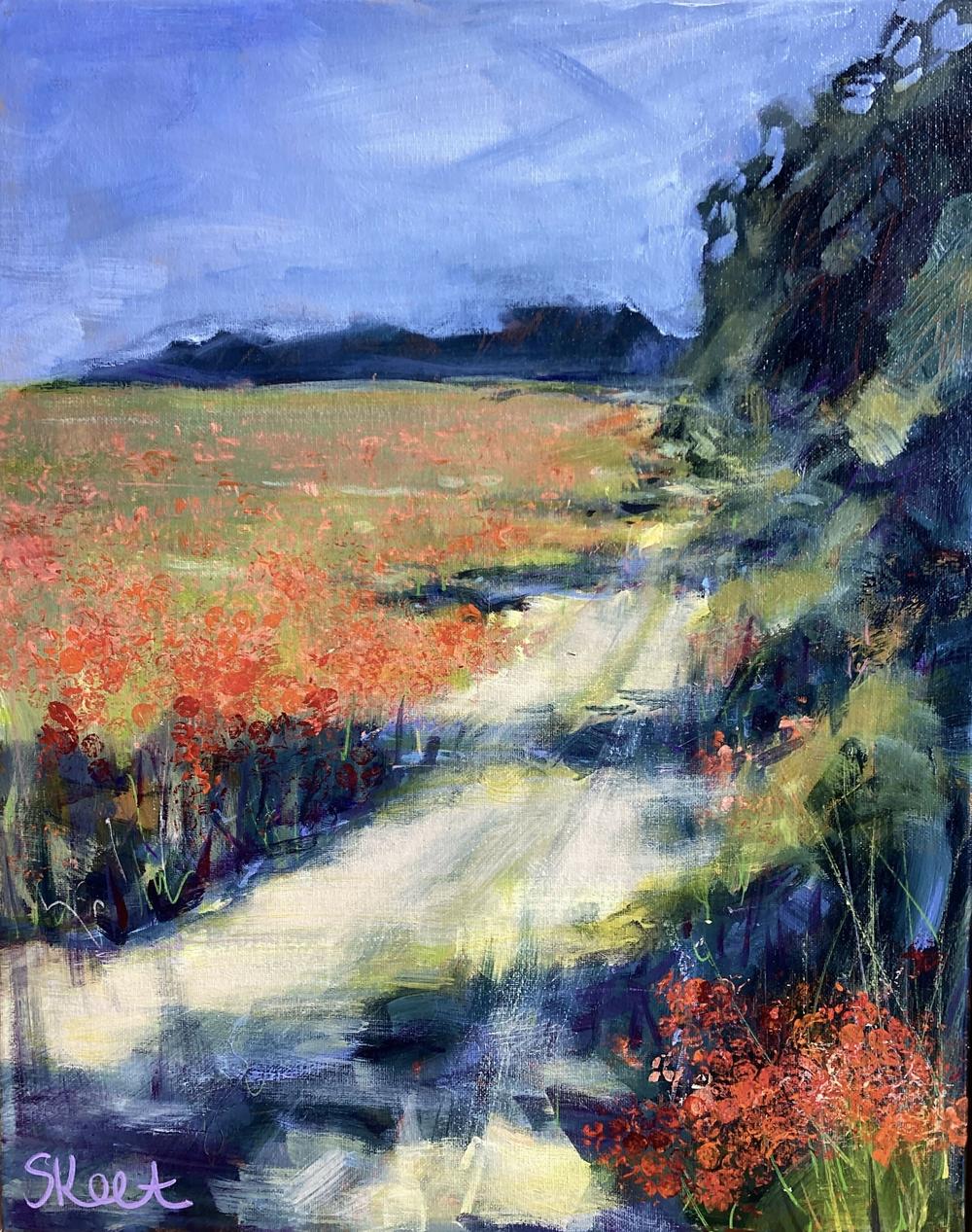 A Field Of Flowers-by-Claire Skeet-original art-Gioia
