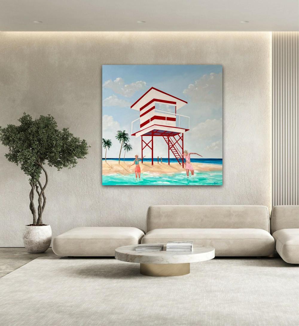 A Little Dip In The Ocean, Original Hand-Painted Canvas By Meredith Howse-by-Meredith Howse-original art-Gioia