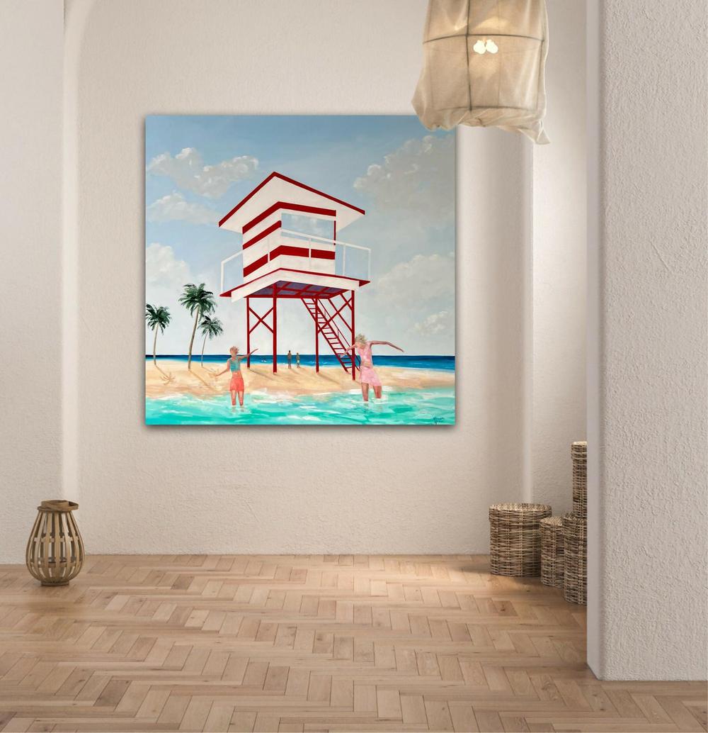 A Little Dip In The Ocean, Original Hand-Painted Canvas By Meredith Howse-by-Meredith Howse-original art-Gioia