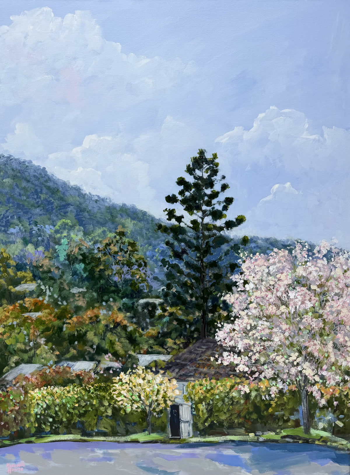 Oleander Drive Ashgrove. Original hand-painted artwork by Meredith Howse.