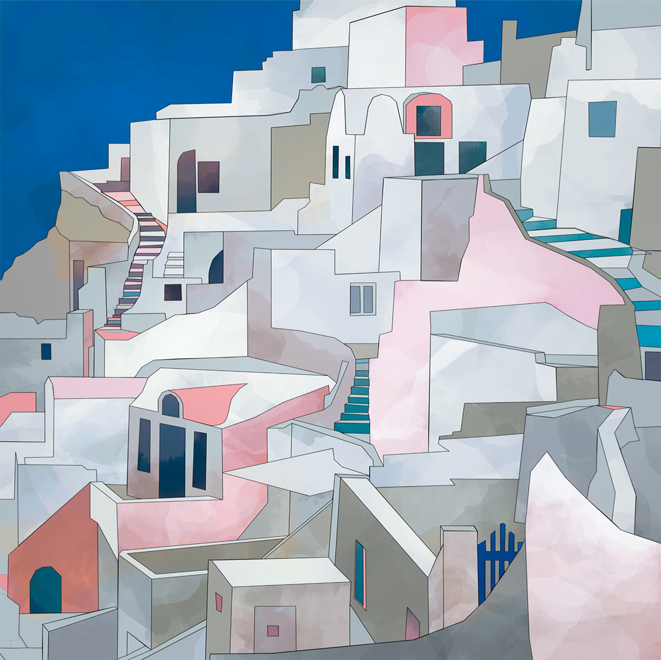 wall-art-print-canvas-poster-framed-Santorini, Style A , By Ana Rut Bre-1