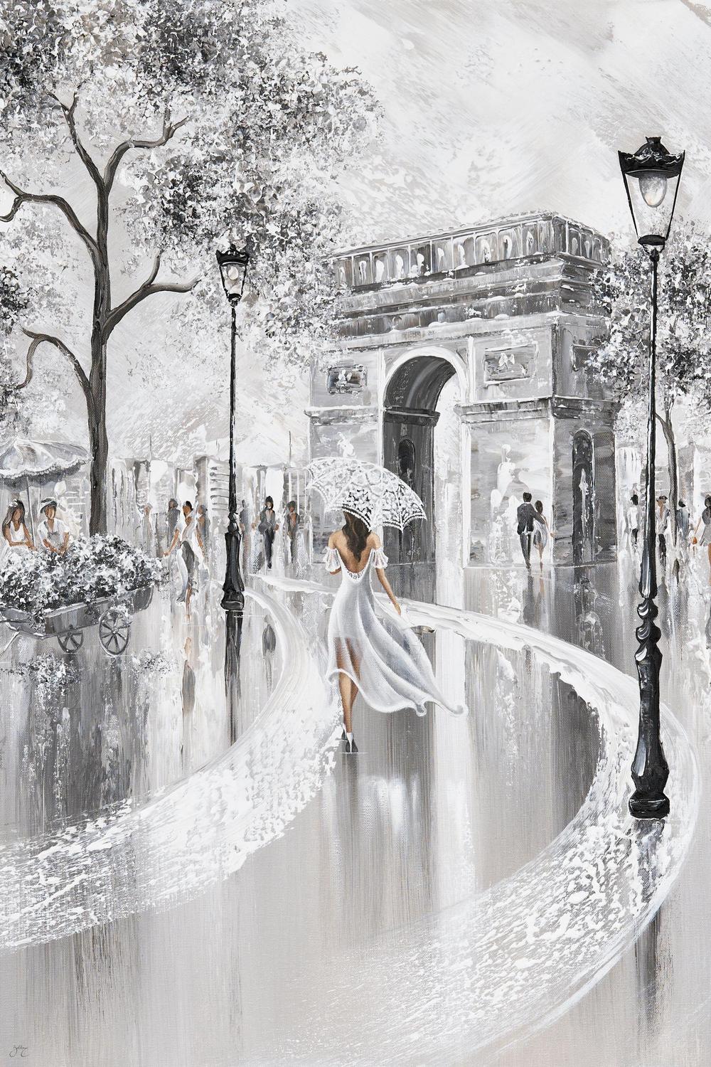 Arc De Triomphe, Paris Flair, Original Hand-Painted Canvas Isabella Karolewicz-by-Isabella Karolewicz-original art-Gioia