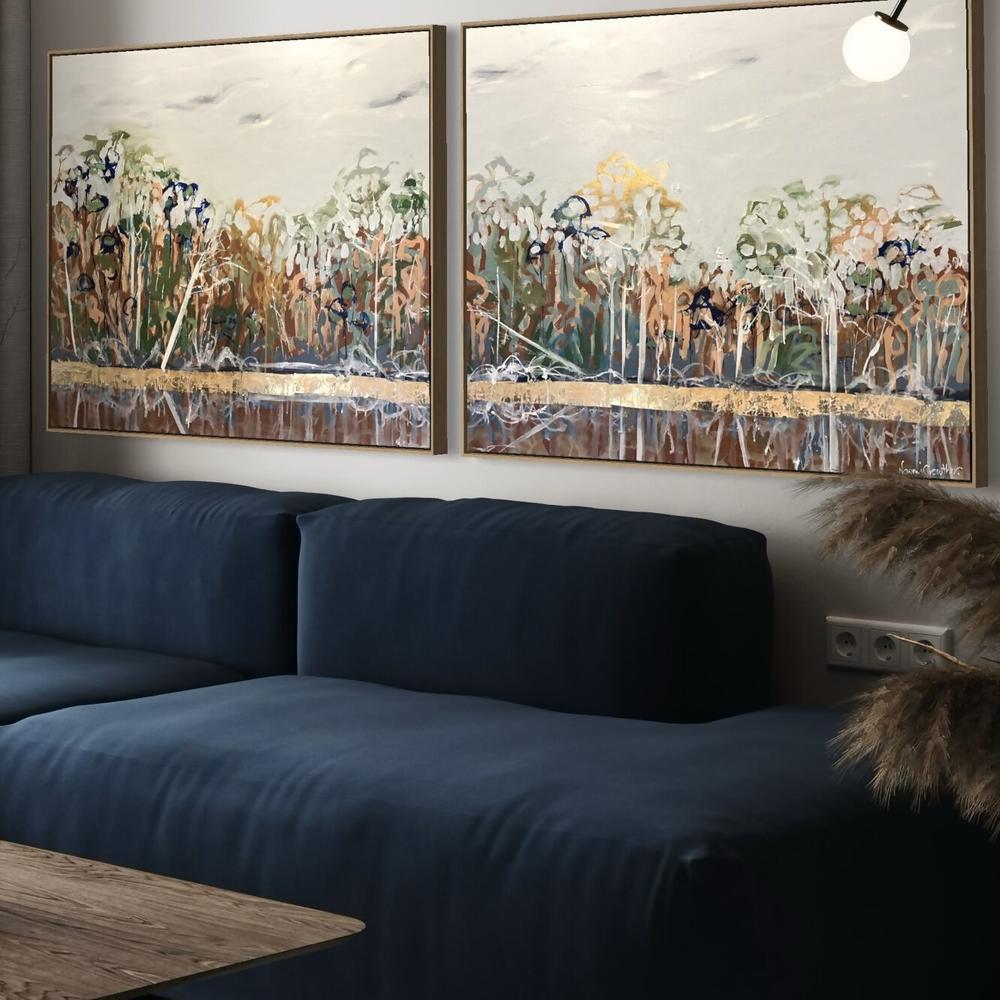 Australian Bush Riverbank with Golden Glow-by-Naomi Crowther Original Artwork-original art-Gioia
