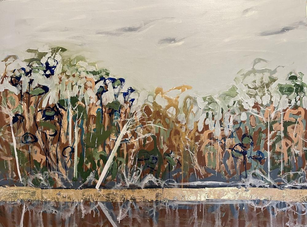 Australian Bush Riverbank with Golden Glow-by-Naomi Crowther Original Artwork-original art-Gioia
