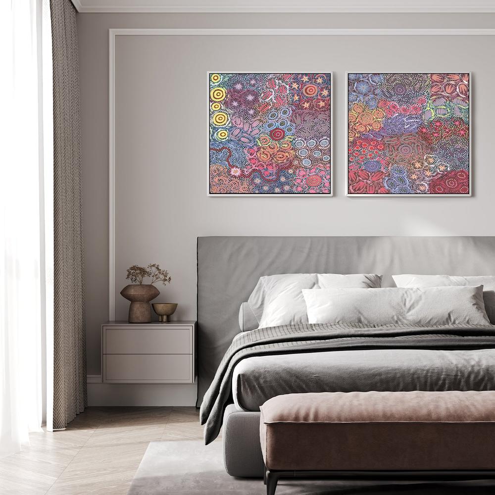 Women’s Dancing Ceremony And Love Story Set Of 2 By Azeza Possum Aboriginal Painting Print