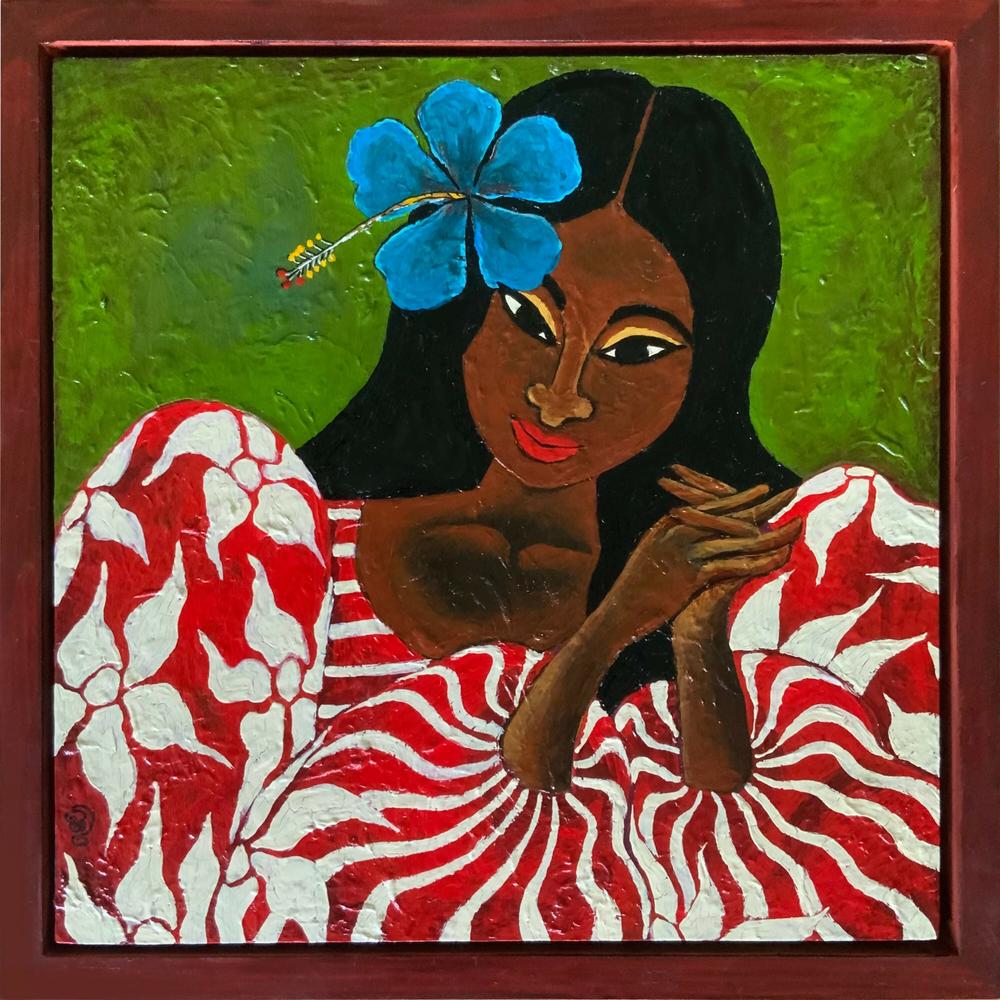 BLUE HIBISCUS-by-Hiranya-original art-Gioia