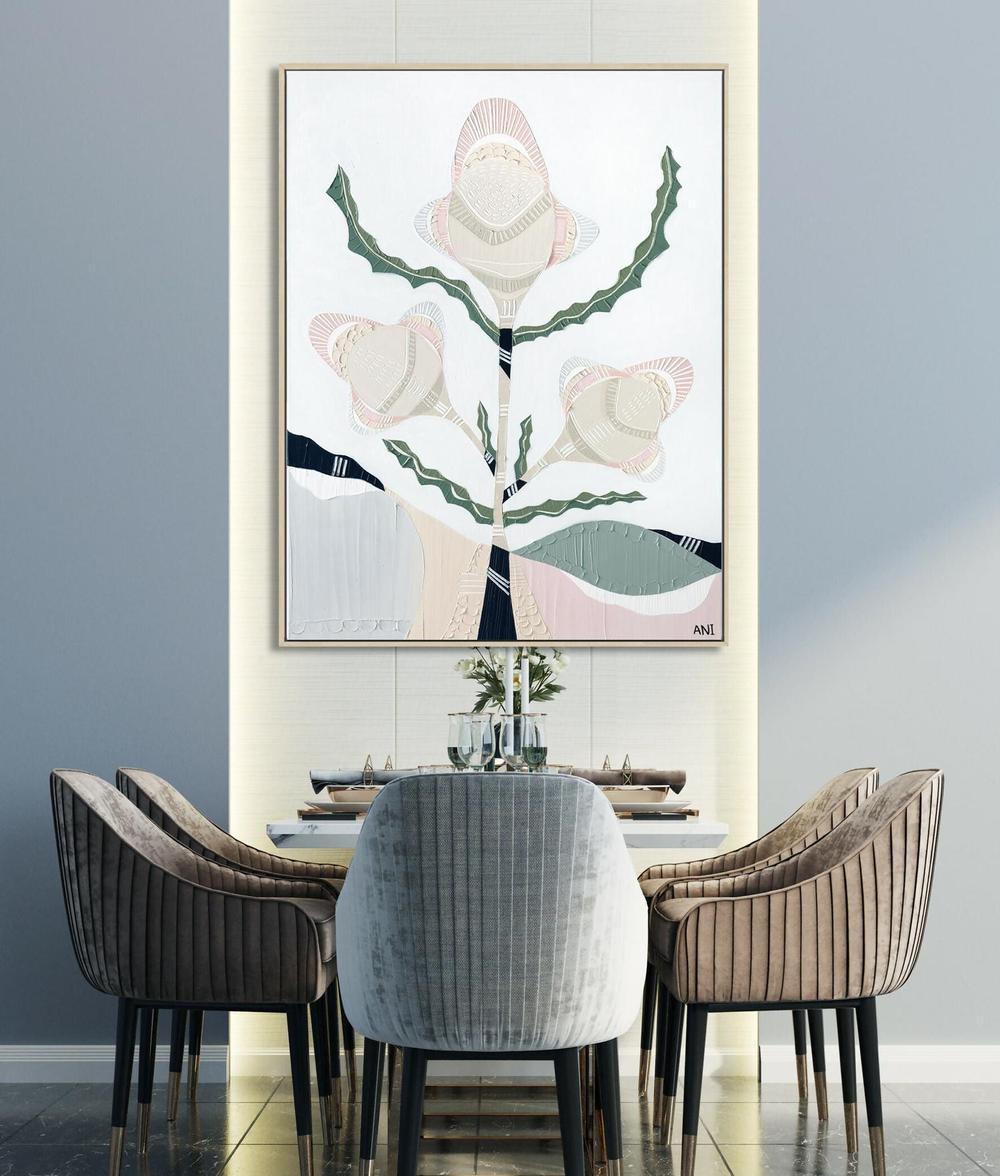 Banksia Elements 3, Original Hand-Painted Canvas By Ani Ipradjian-by-Ani Ipradjian-original art-Gioia