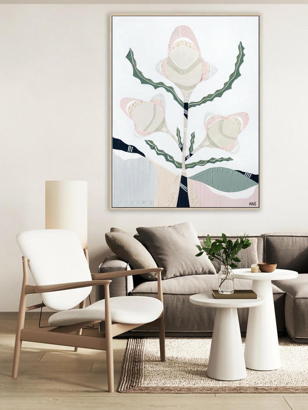 Banksia Elements 3, Original Hand-Painted Canvas By Ani Ipradjian-by-Ani Ipradjian-original art-Gioia