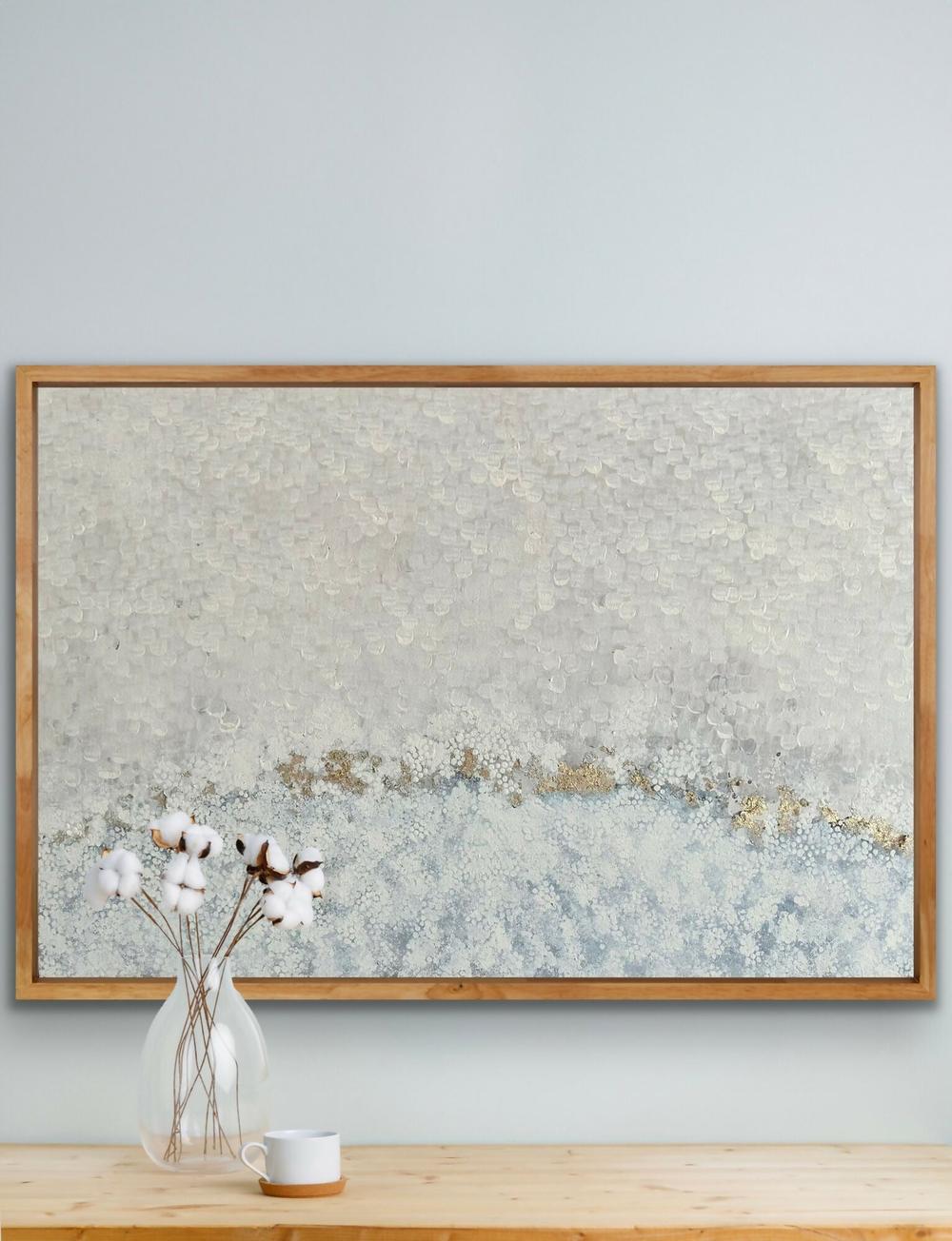 Beach Foam (Oak Box Timber Frame)-by-Gillian Deane Art-original art-Gioia