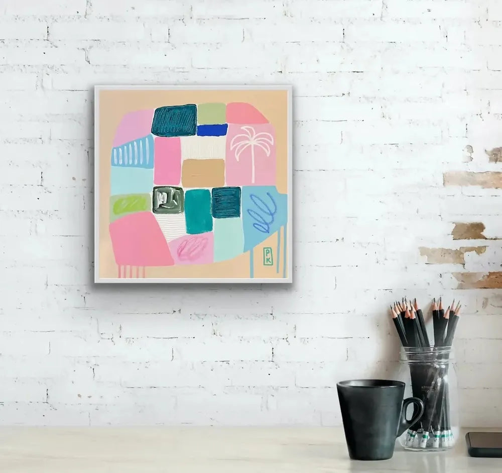 Beach Life, Acrylic on canvas, 40x40cm, By Poppy Key , Original Artwork-by-Poppy Key-original art-Gioia