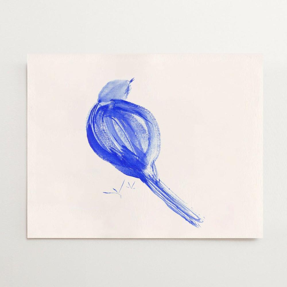 Bird Study in Ultramarine Blue -02 - Original Artwork-by-Danushka Abeygoda-original art-Gioia