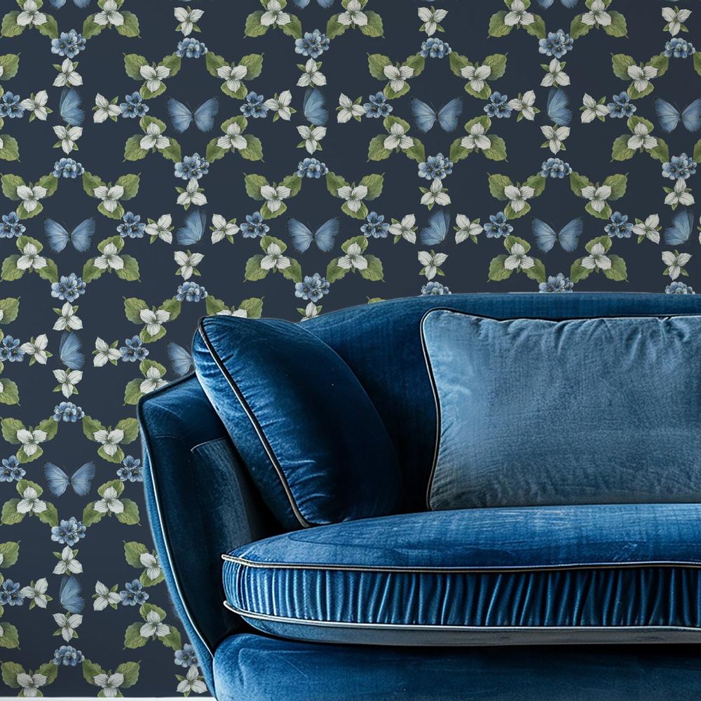 Blue Botanica Pattern VC-wallpaper-eco-friendly-easy-removal-Leslie Trimbach-2
