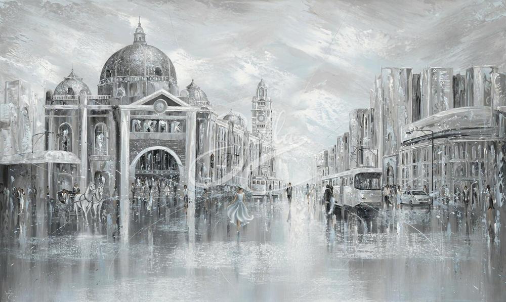 Blue Breeze Flinders Station, Original Hand-Painted Canvas By Isabella Karolewicz-by-Isabella Karolewicz-original art-Gioia