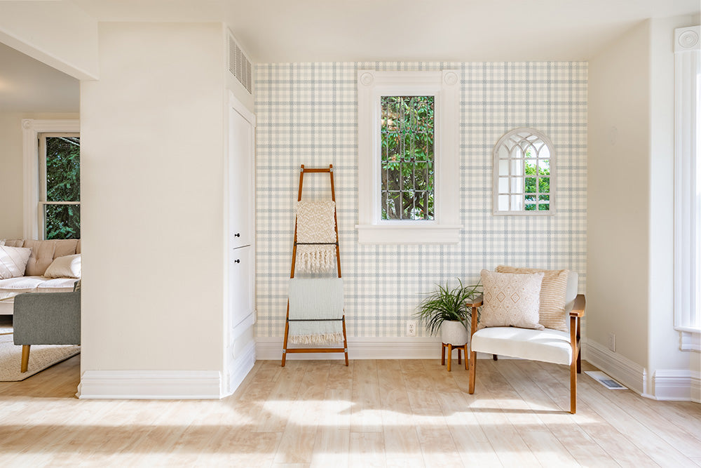 Blue Gingham Wallpaper