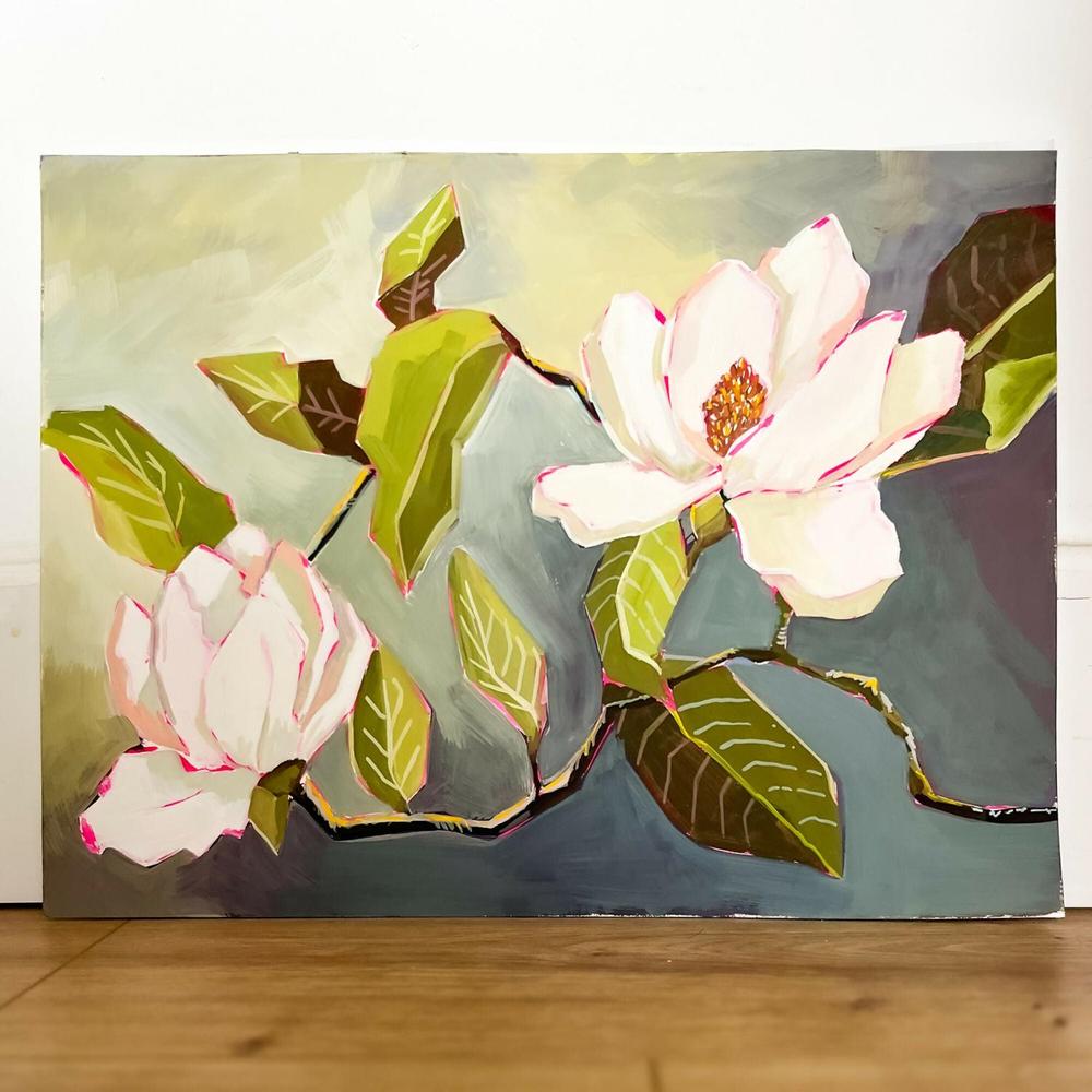 Bold Bloom Gouache Original Painting-by-Lucrecia Caporale-original art-Gioia