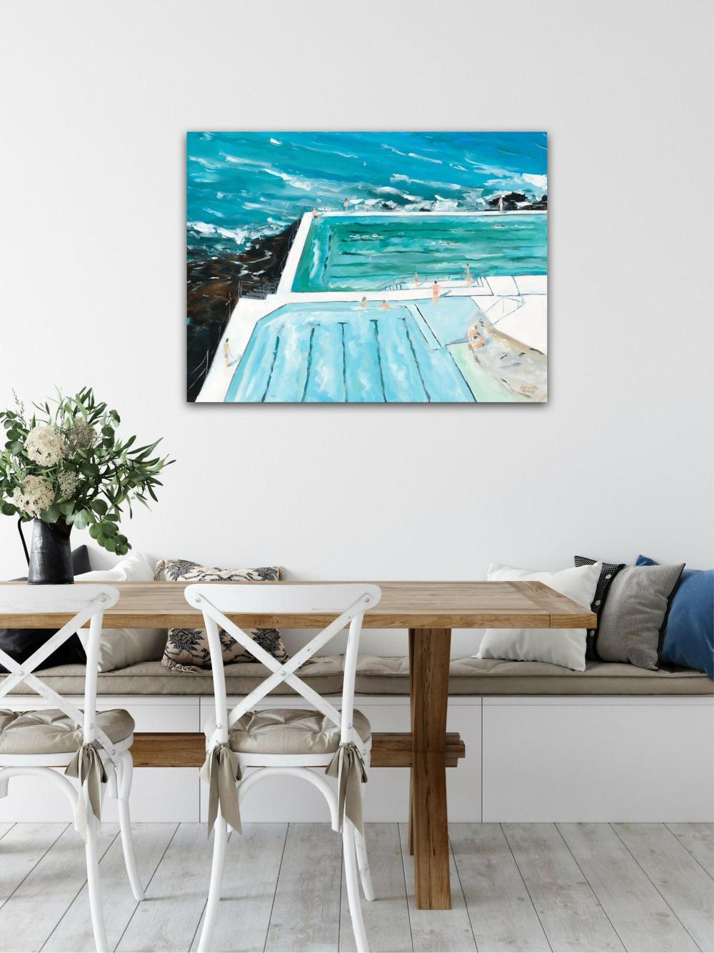 Bondi Icebergs Swim. Original Hand-Painted Canvas By Meredith Howse-by-Meredith Howse-original art-Gioia