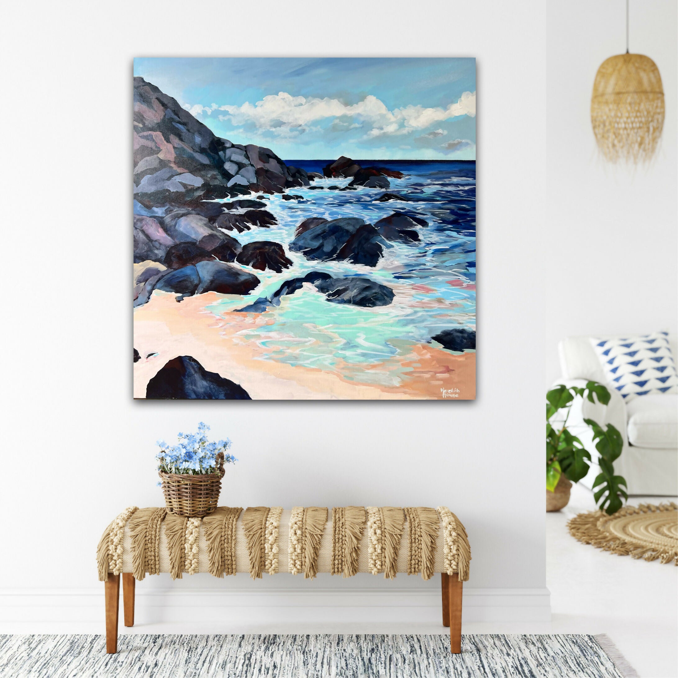 Boomerang Beach, Booti Booti. Original hand-painted artwork by Meredith Howse.-by-Meredith Howse-original art-Gioia
