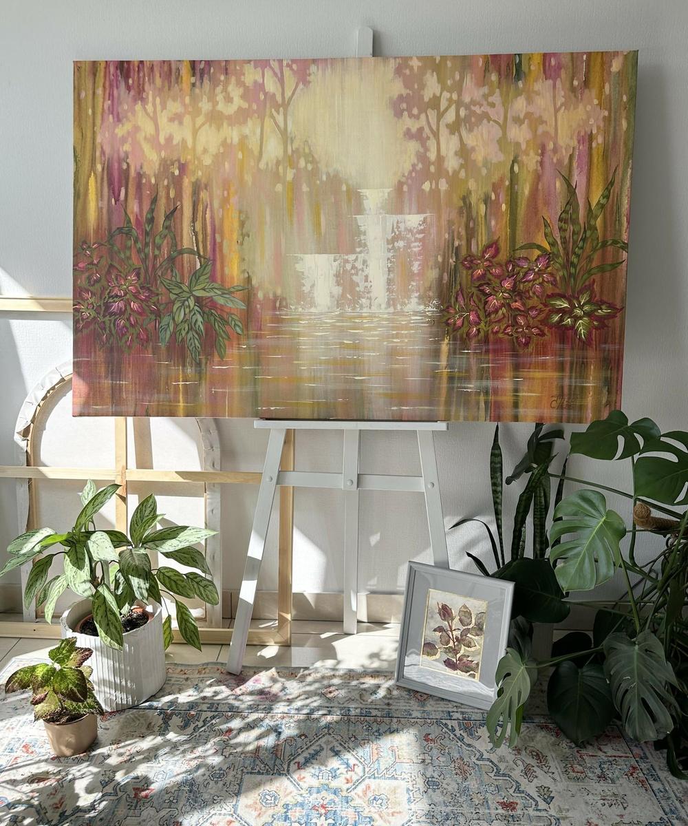 Cascade of Waterfalls, Original Hand-painted Canvas by Ekaterina Prisich-by-Ekaterina Prisich-original art-Gioia