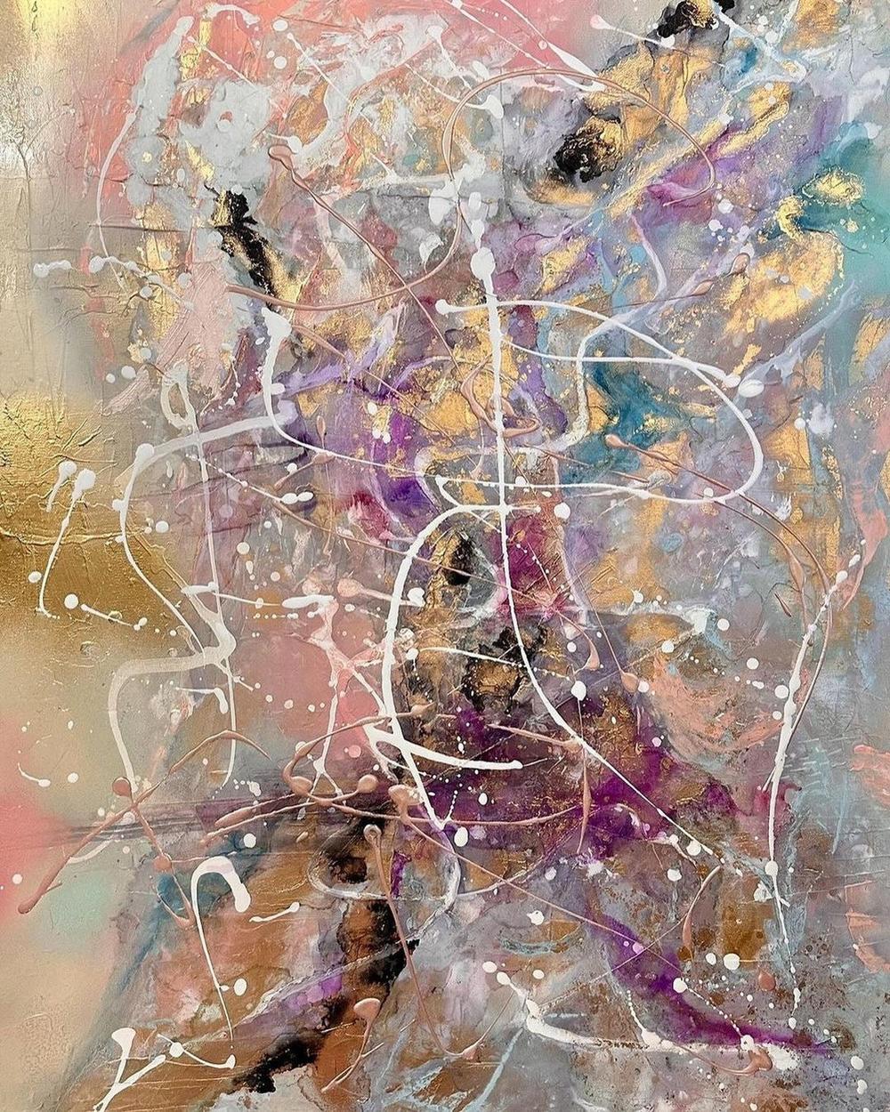 Celestial Symphony, Mixed Media On Canvas, 76x101.6cm, By Lori Burke , Original Artwork-by-Lori Burke-original art-Gioia