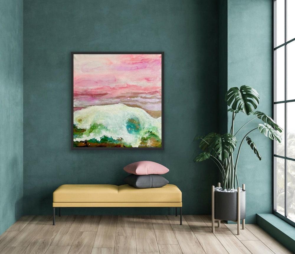 Coastal Canvas, Mixed Media On Canvas, 50x50cm, by Lori Burke , Original Artwork-by-Lori Burke-original art-Gioia