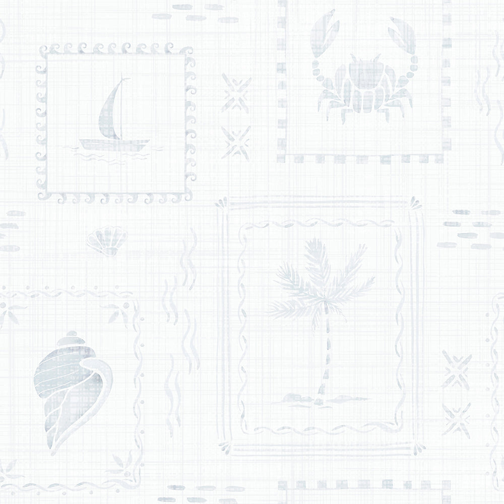 Coastal Stamps On Faded Slate-wallpaper-eco-friendly-easy-removal-Gioia Wall Art-1