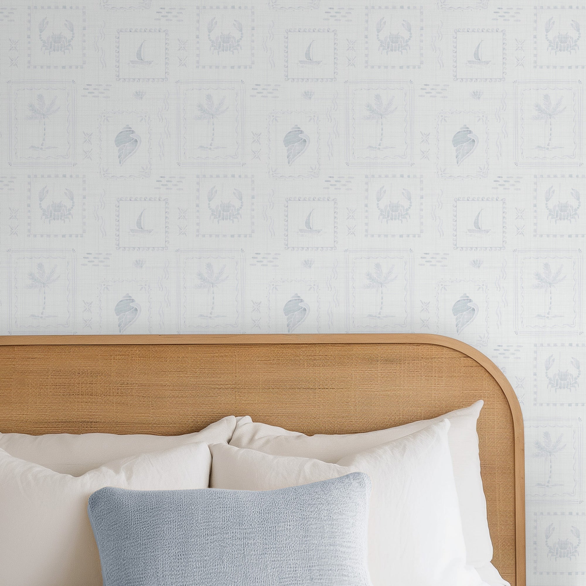Coastal Stamps On Faded Slate-wallpaper-eco-friendly-easy-removal-Gioia Wall Art-2
