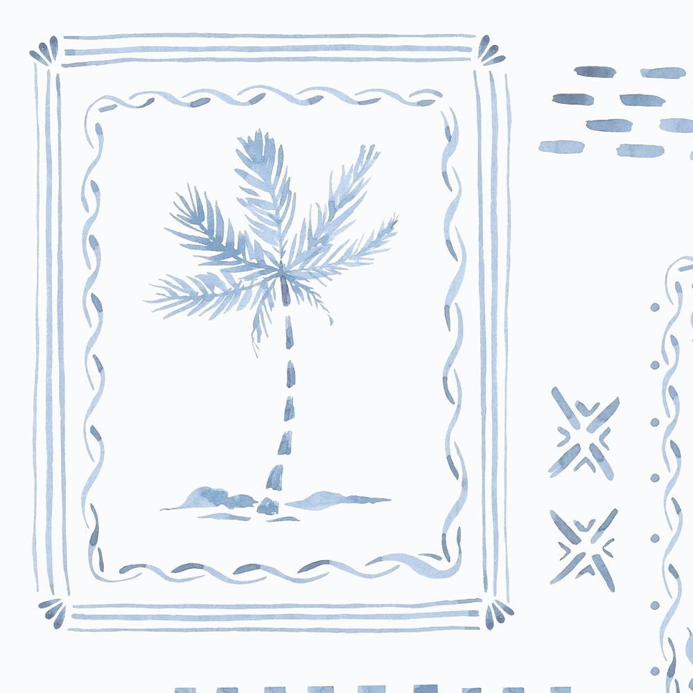 Coastal Stamps On Powder Blue-wallpaper-eco-friendly-easy-removal-Gioia Wall Art-4